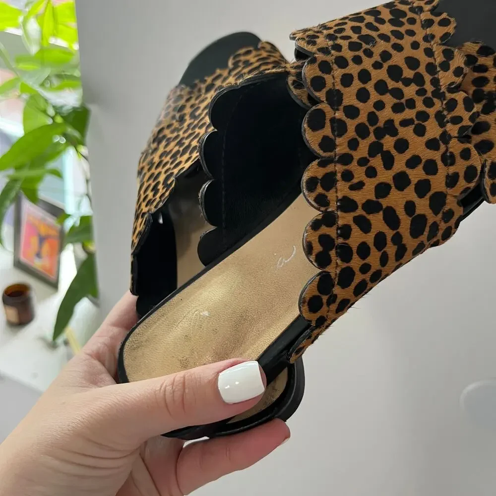Isa Tapia Calf Hair Animal Print Sandals Size 7